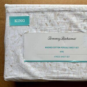 4pc Tommy Bahama Island Cocktail Time KING Size Cotton Sheet Set Cotton Percale